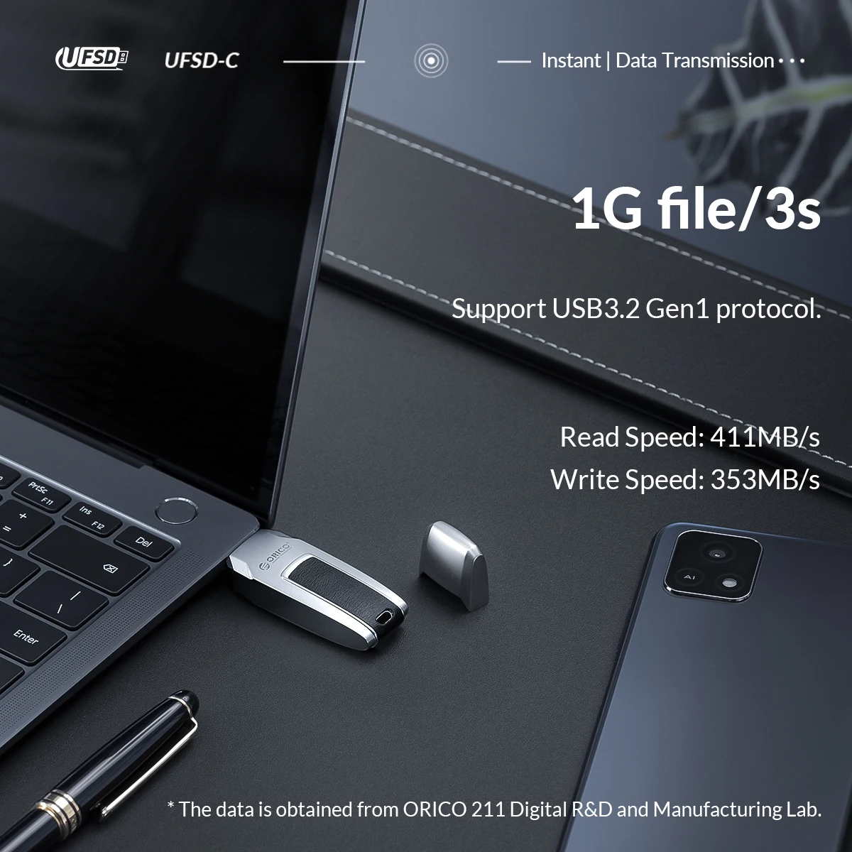 ORICO-unidad Flash USB de cuero y Metal, pendrive con forma de coche, 411 MB/S, 512GB, 256GB, 128GB, 64GB, UFSD - imagen 4