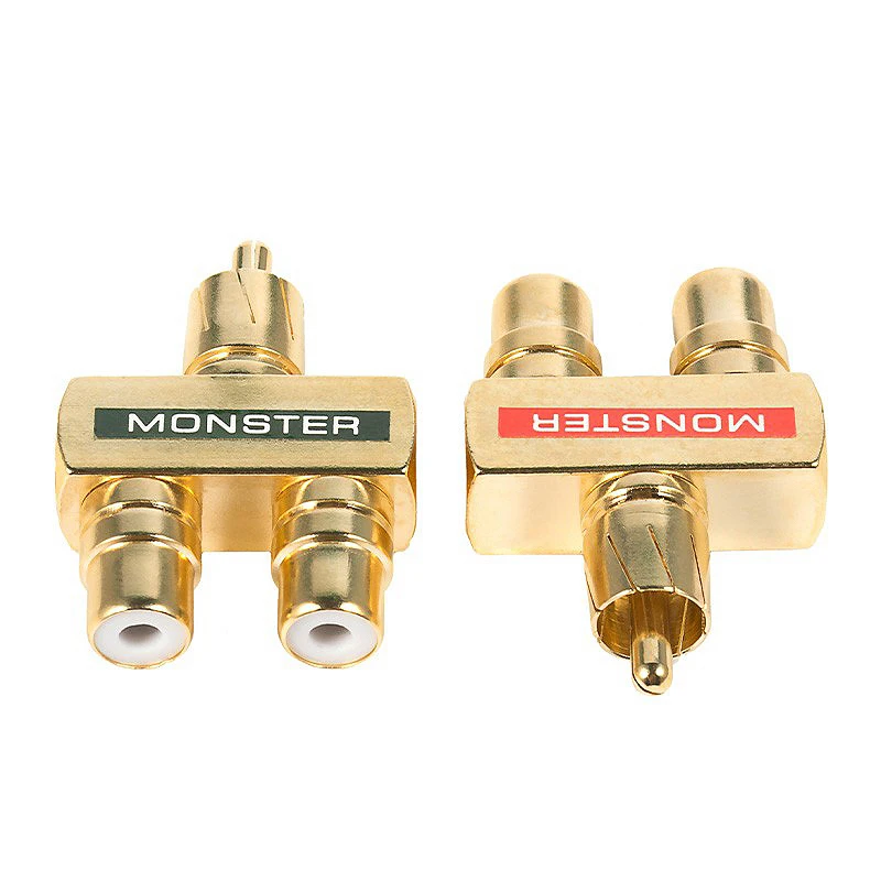 Adaptador RCA de enchufe divisor de Audio AV de cobre chapado en oro, conector macho a 2 hembra - imagen 2