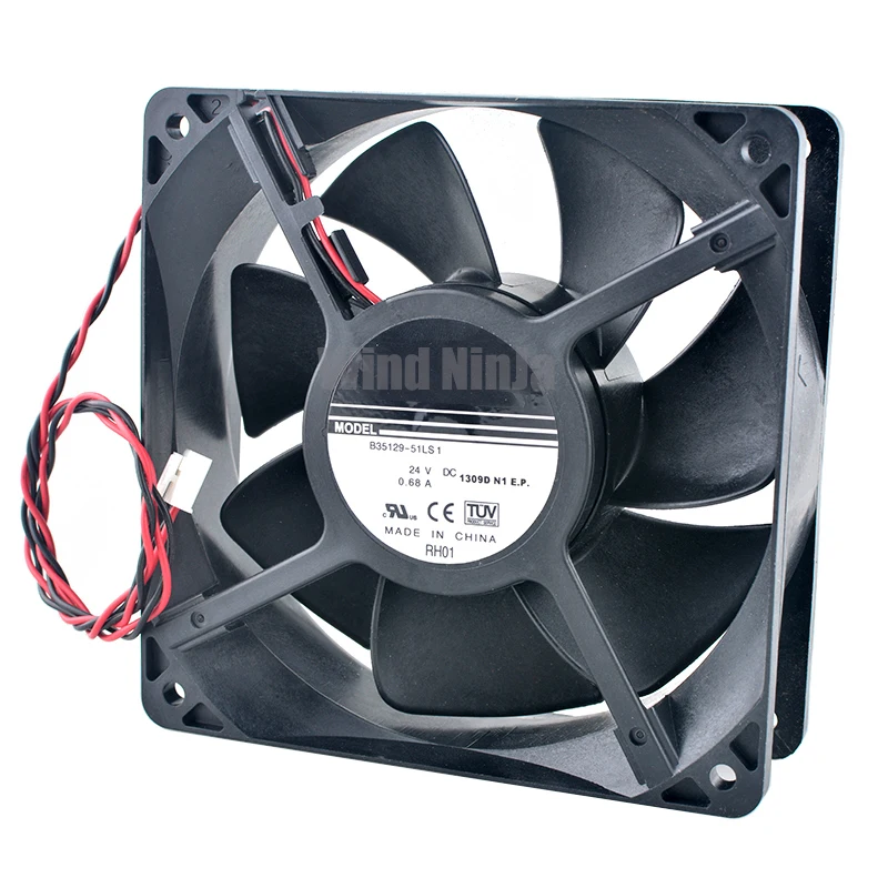 B35129-51LS1 Ventilador de refrigeración con rodamiento de bolas doble 12 cm 120 mm 120 x 120 x 38 mm DC24V 0.68A 2 pines para fuente de alimentación del convertidor de frecuencia - imagen 4
