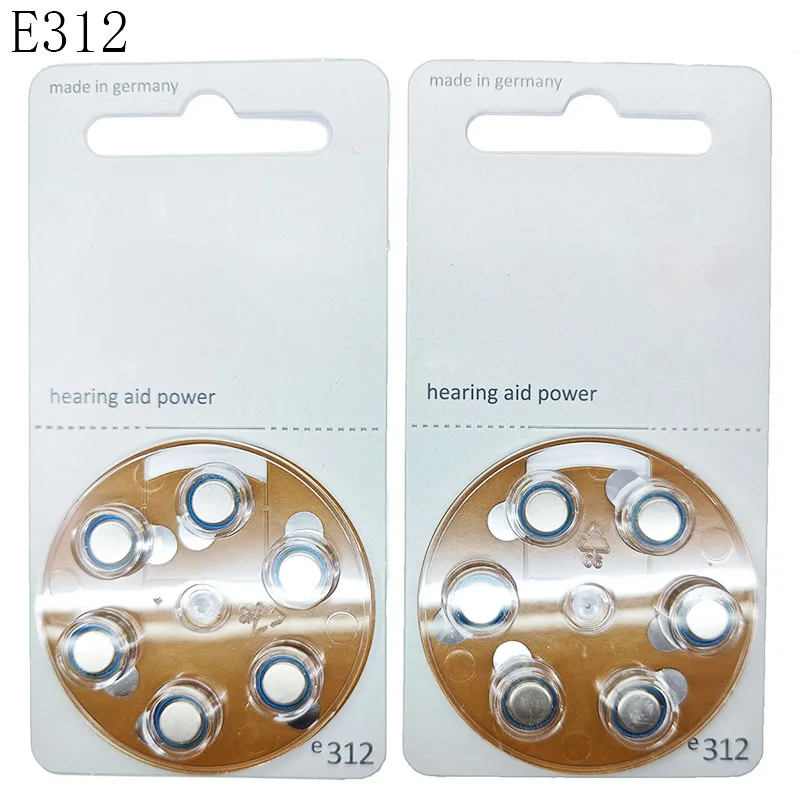 60 unids/lote (10 paquetes) E312 P312 A312 312 PR41 batería de botón de aire de Zinc para audífono