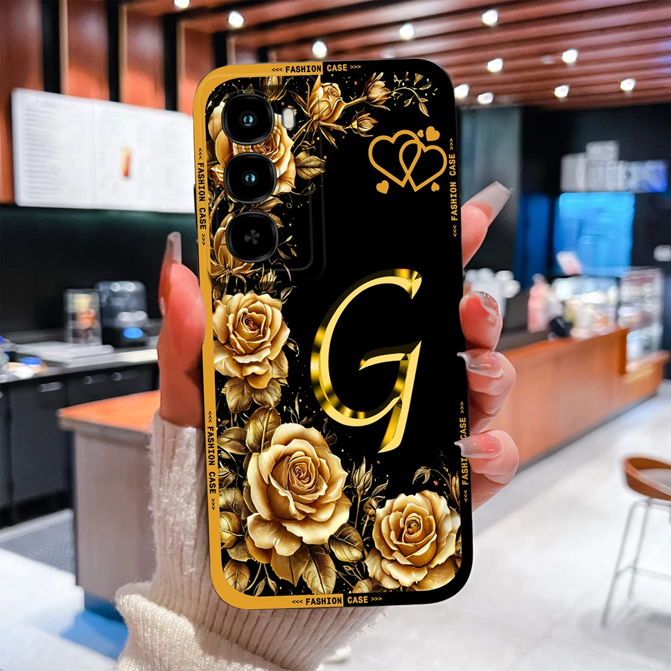 Para itel City 100 Funda de teléfono suave silicona líquida romántica Rosa letras parachoques para itel City100 protección completa Funda anticaída - imagen 3