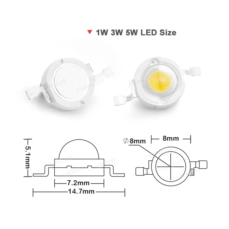 Cálido blanco frío Natural 1W 3W 5W alta potencia Smd Led Chip bombilla UV naranja rojo azul amarillo planta crecer lámpara emisor diodo cuenta - imagen 3