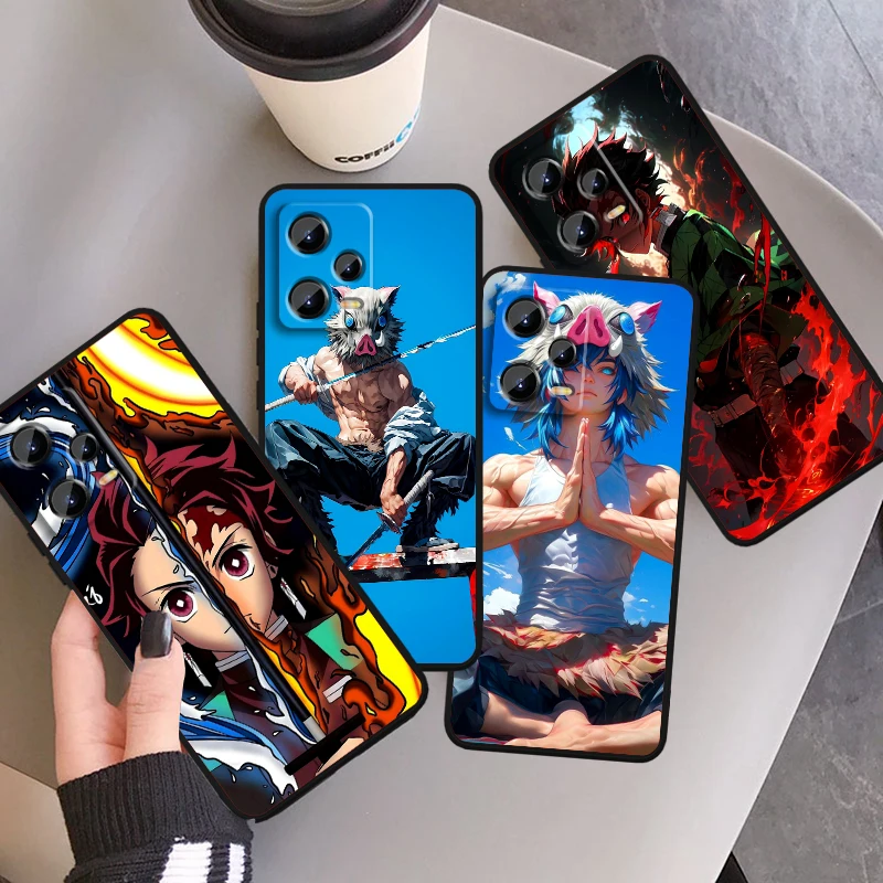 Demon Slayer Movie Anime Cool para Xiaomi Redmi Note 13 12R 12 12S Turbo 11 11T 11S 10 10S Pro Plus 5G, funda de teléfono negra de TPU