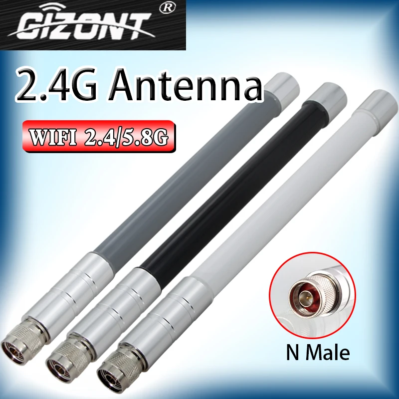Antena omnidireccional para exteriores, extensor Wifi de alta ganancia para enrutador, punto caliente, 2,4G, 5,8G, antena de fibra de vidrio de doble banda N macho