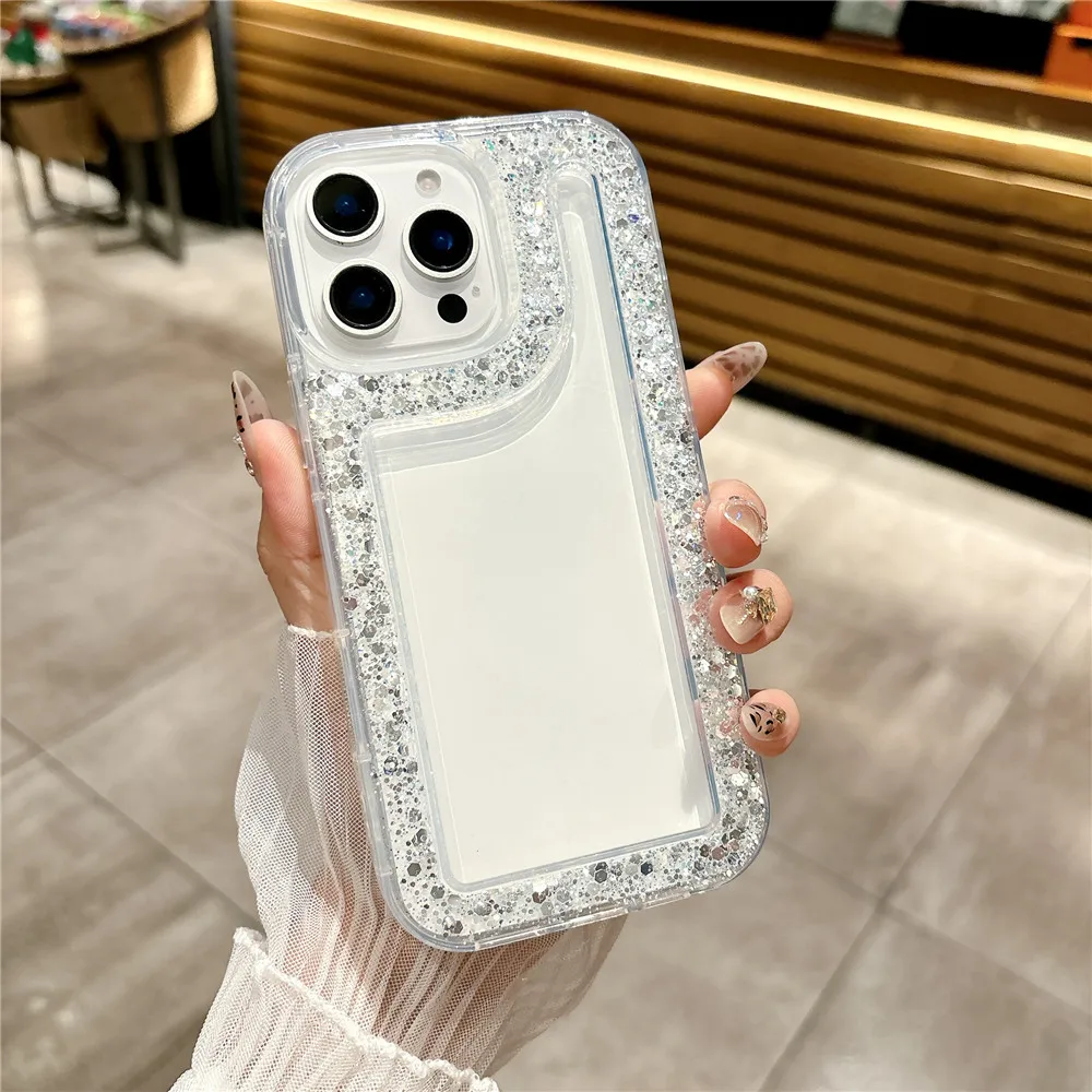 Funda de teléfono con purpurina de lentejuelas estilo INS para Xiaomi 14T Pro POCO X7 X6 X5 M6 Pro C65 C75 C71 funda de silicona suave a prueba de golpes - imagen 5
