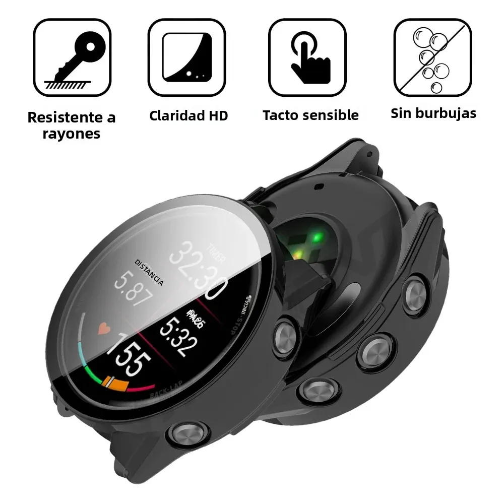 Vidrio + funda para Garmin Forerunner 970 570 42mm 47mm Protector de pantalla de vidrio templado y accesorios de parachoques protectores de PC duro - imagen 4