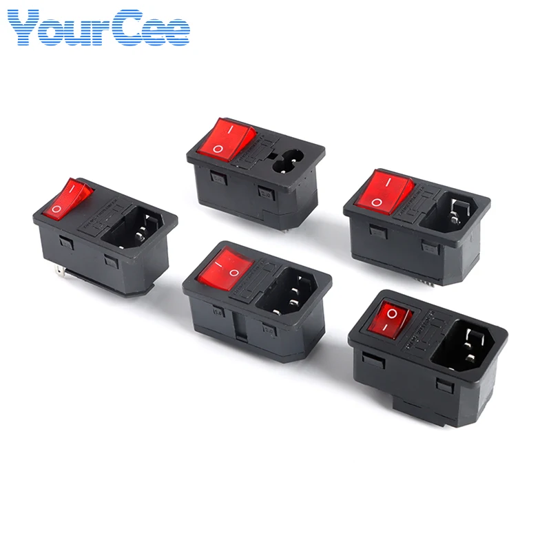 Toma de corriente integrada de cobre completo AC-14-F16 DB-8-8 AC-14-F19 AC-01 AC-02 AC-04 conector macho de enchufe 10A interruptor KCD1 KCD4 KCD3 - imagen 4