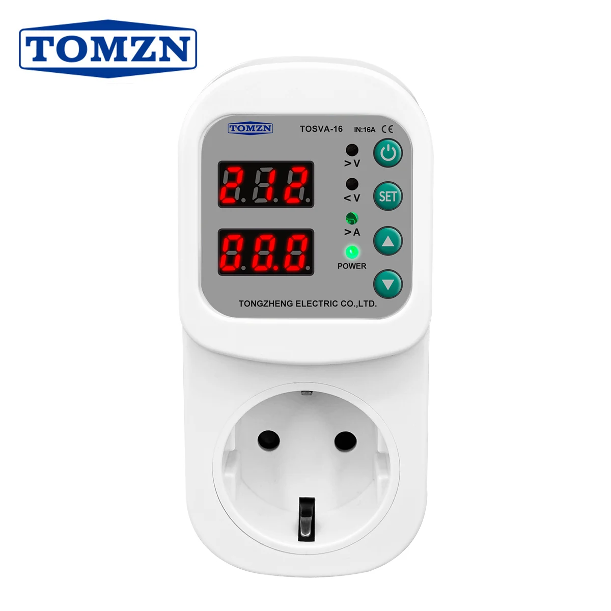 TOMZN Protector de corriente de voltaje automático enchufe AC 110V 220V ajustable 16A Protector contra sobretensiones enchufe de la UE TOSVA-16