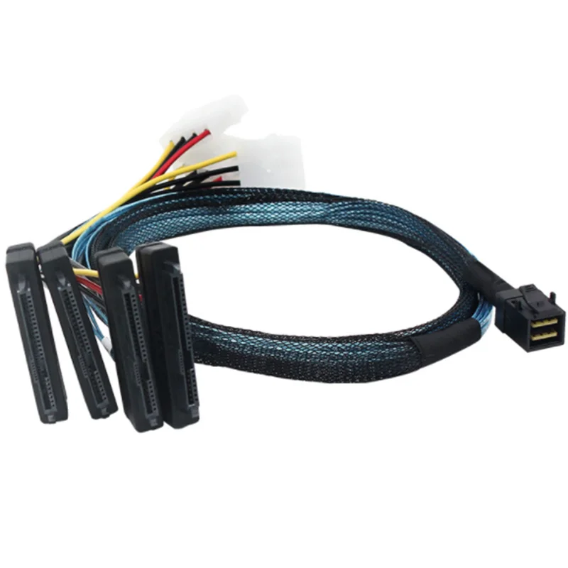 Alta calidad 50 cm 100 cm NUEVO Mini SAS interno SFF-8643 a (4) conectores SFF-8482 de 29 pines con 4 cables de alimentación SATA - imagen 4