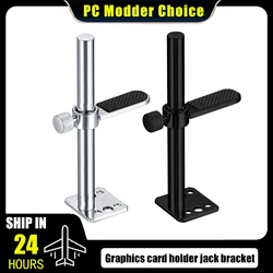 Soporte GPU de aluminio para chasis de vidrio templado (montaje del enfriador del ventilador), 1,8-8 cm ADJ. Soporte para tarjeta gráfica Jack, negro/plateado