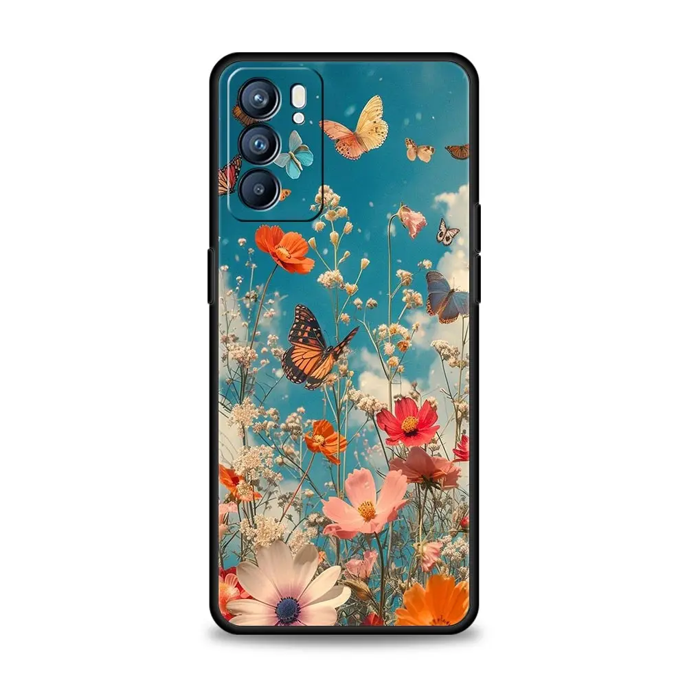 Funda de teléfono para Oppo Reno13 Reno12 Reno11 F Reno10 Pro A54 A53 A95 A76 A74 A57 A98 A80 A79 5G A78 4G funda floral y mariposa - imagen 5
