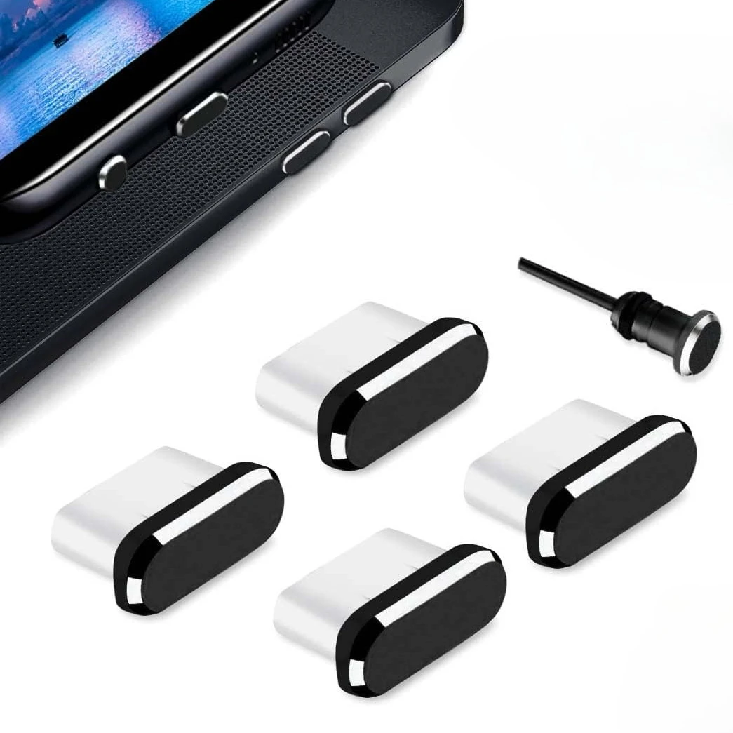 4 Uds USB C tapones antipolvo para iPhone 16/15 Pro Max Samsung S25-S22 Ultra inalámbrico antipérdida encanto del teléfono tapa protectora de suciedad