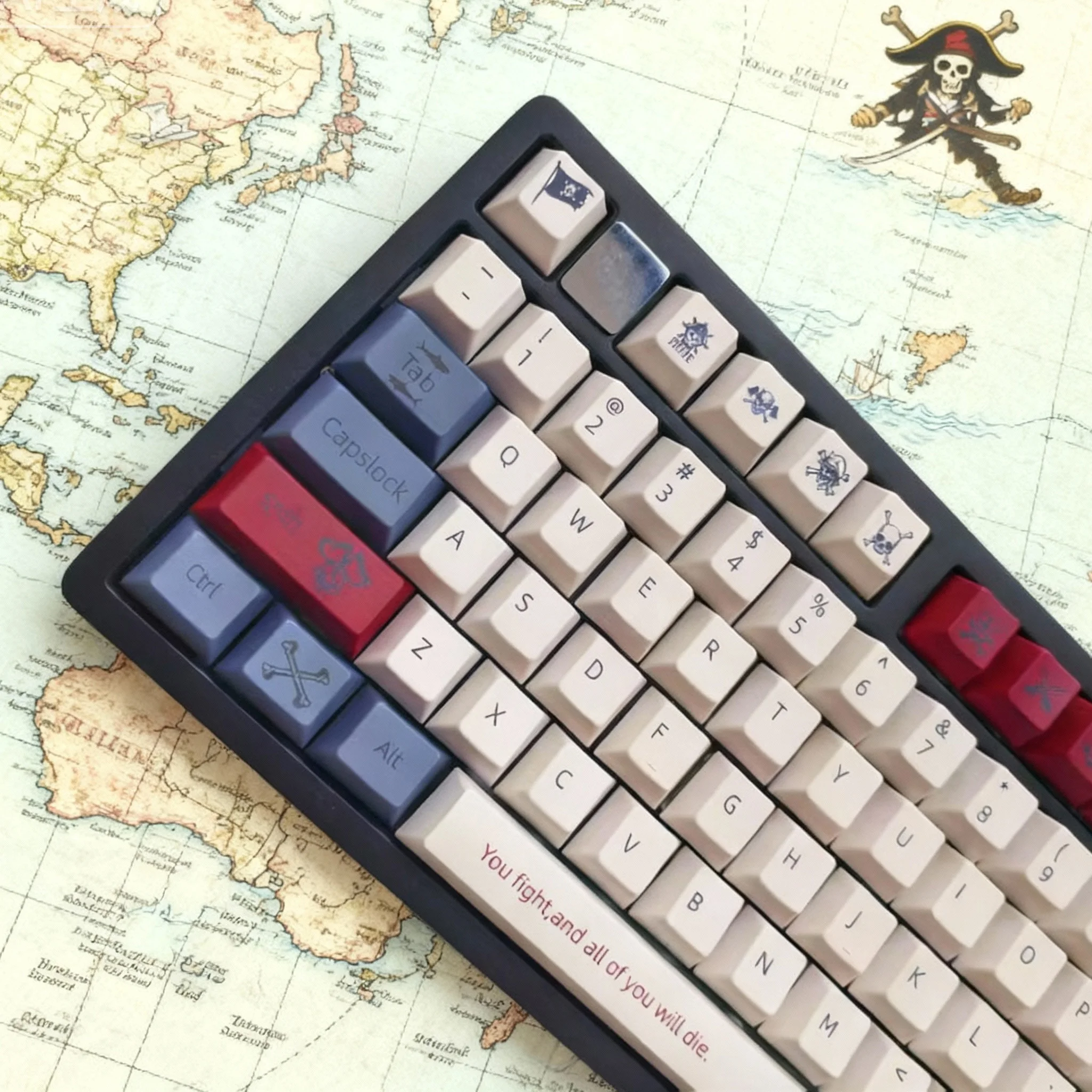 Teclas PBT de sublimación de tinte de cinco lados, 130 teclas, perfil OEM, teclado temático pirata personalizado para teclado MX Switch