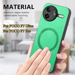 POCO F7 Pro Funda MagSafe Cuero de Lujo Carga Inalámbrica Magnética