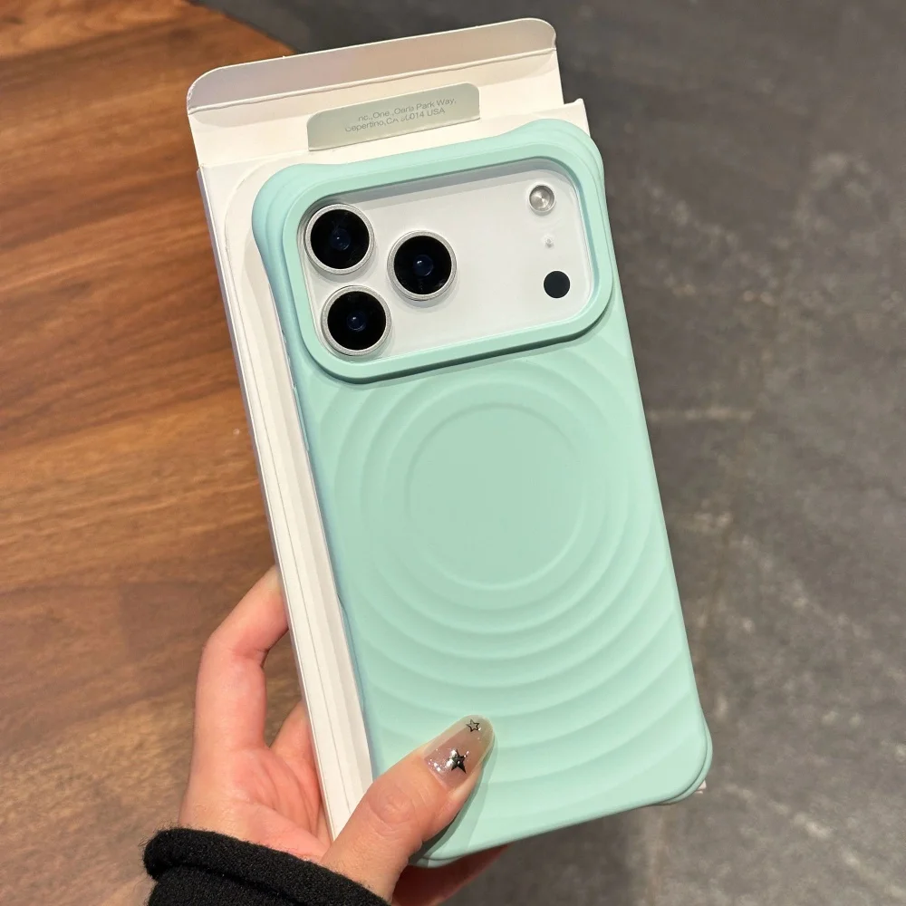 Funda protectora de terciopelo de silicona Candy a prueba de golpes para iPhone 17 Air 16 15 14 13 Pro Max Plus para Magsafe Water Ripple Magnet Capa - imagen 3