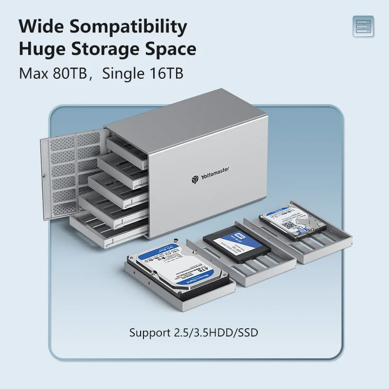 Yottamaster Caja externa USB 3.0 5 bahías SATA 3.5/2.5 - imagen 4