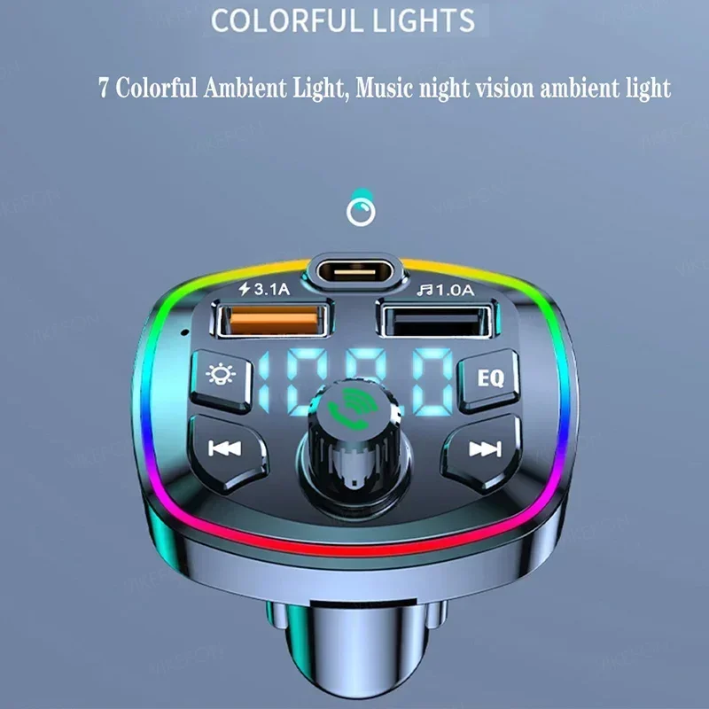 Encendedor de cigarrillos para coche PD 3.1A, carga rápida, Bluetooth 5,0, reproductor MP3, convertidor USB de música para coche, manos libres con pantalla Digital - imagen 4