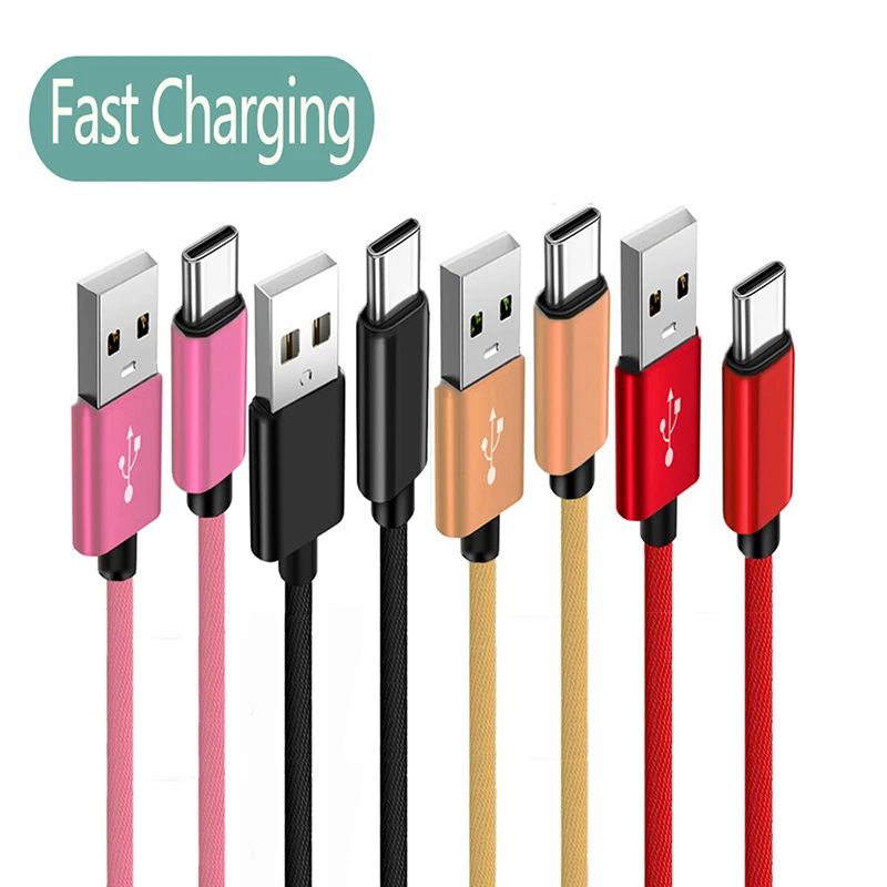 Cable cargador de Cable trenzado de nailon USB A a tipo C Cable de sincronización de fecha 3A carga rápida para teléfono móvil Samsung Huawei Android USB C - imagen 3