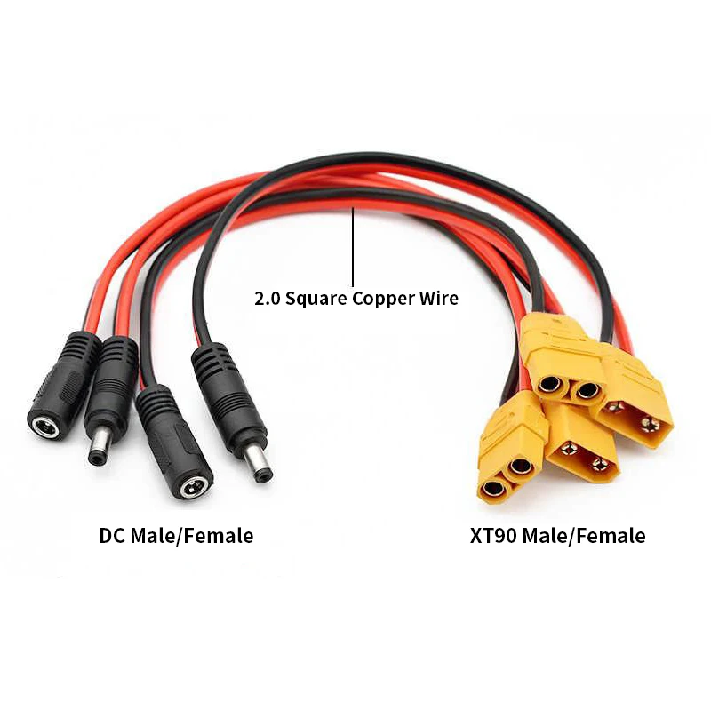 Cable de alimentación XT90 macho/hembra a CC, 2 cuadrados, CC 5521/5525, Cable de conversión de puerto de carga, enchufe CC, línea de conexión de alta potencia - imagen 5