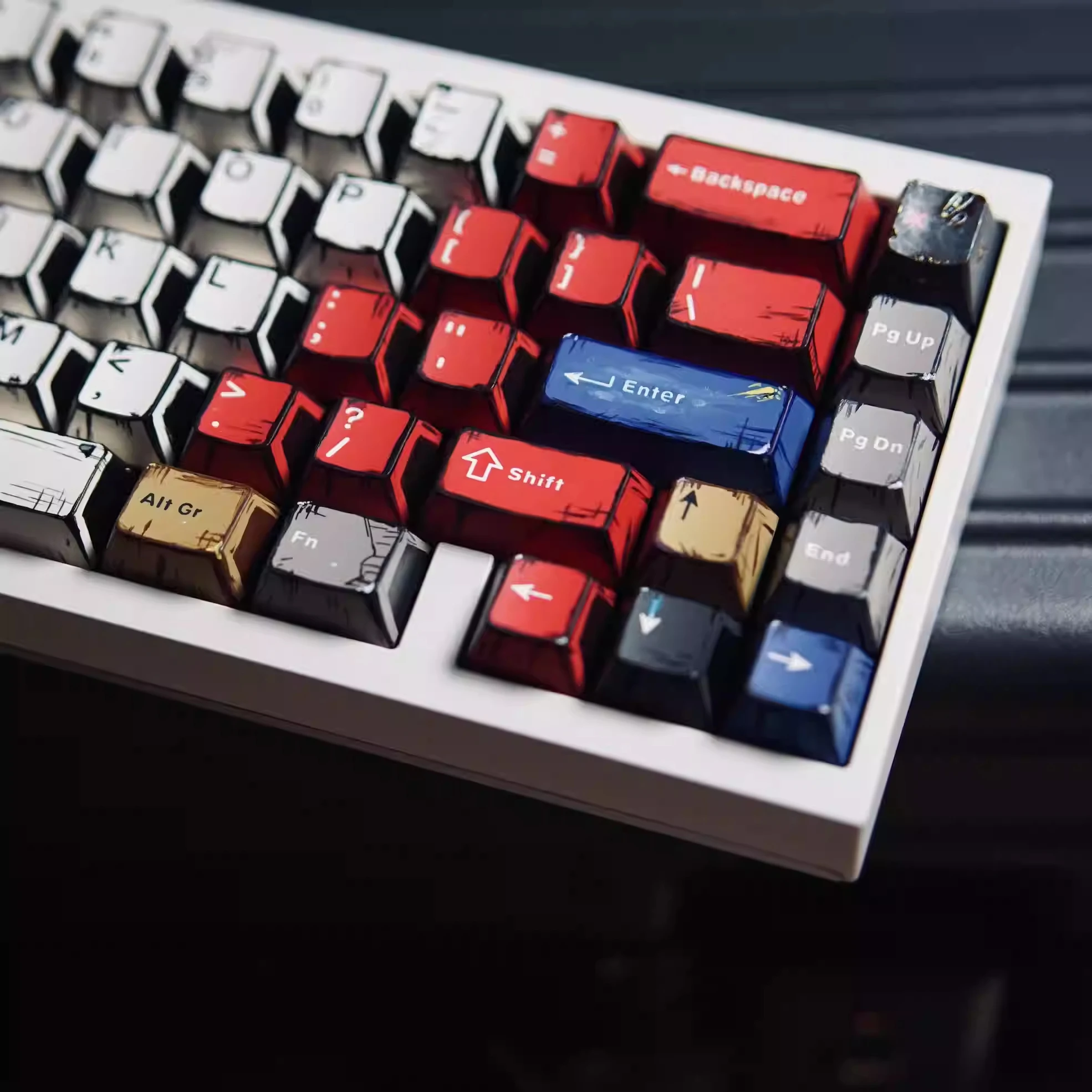Keebox-teclas de luces mixtas de Manga estilo cómico, teclas de teclado mecánico PBT DIY, juego completo de 1,6mm de espesor - imagen 5