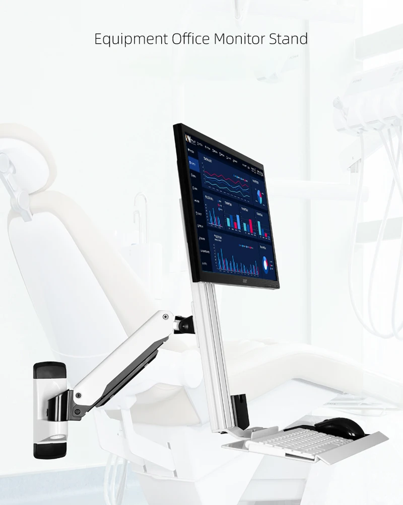 Soporte de pared de aluminio para Sit, estación de trabajo de 15-24 pulgadas, doble Monitor, brazo de puntal de Gas con bandeja de teclado, soporte giratorio LCD - imagen 4