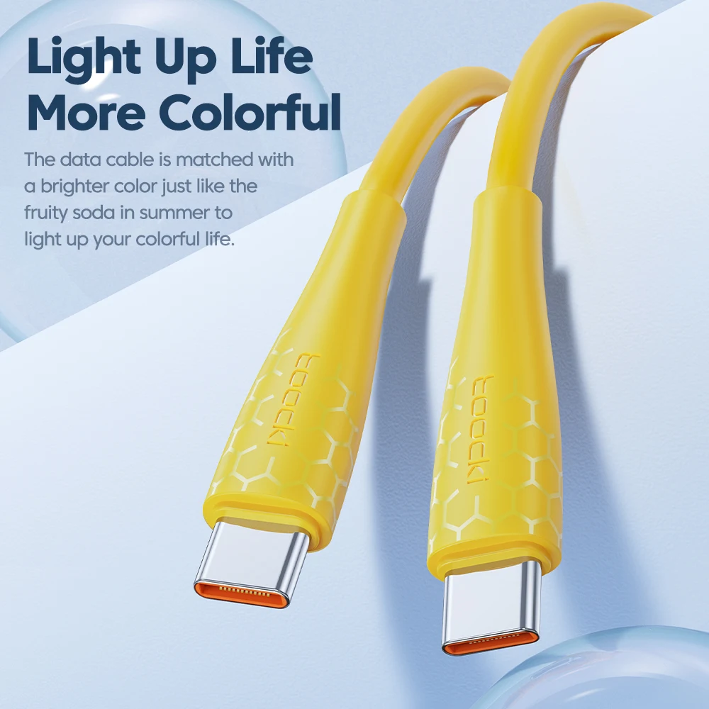 Toocki 5 uds 100W tipo C a tipo C Cable para iPhone 16 15 Samsung Xiaomi Huawei Macbook PD 100W USB C a USB C Cable de fecha 25cm/1m - imagen 5