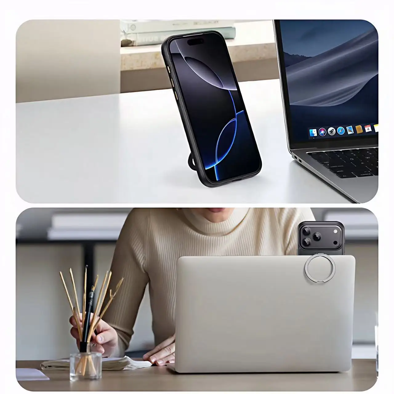 Para iPhone Serie 17: Funda Magnética para Teléfono con 360 °   Soporte de engranaje giratorio - imagen 4