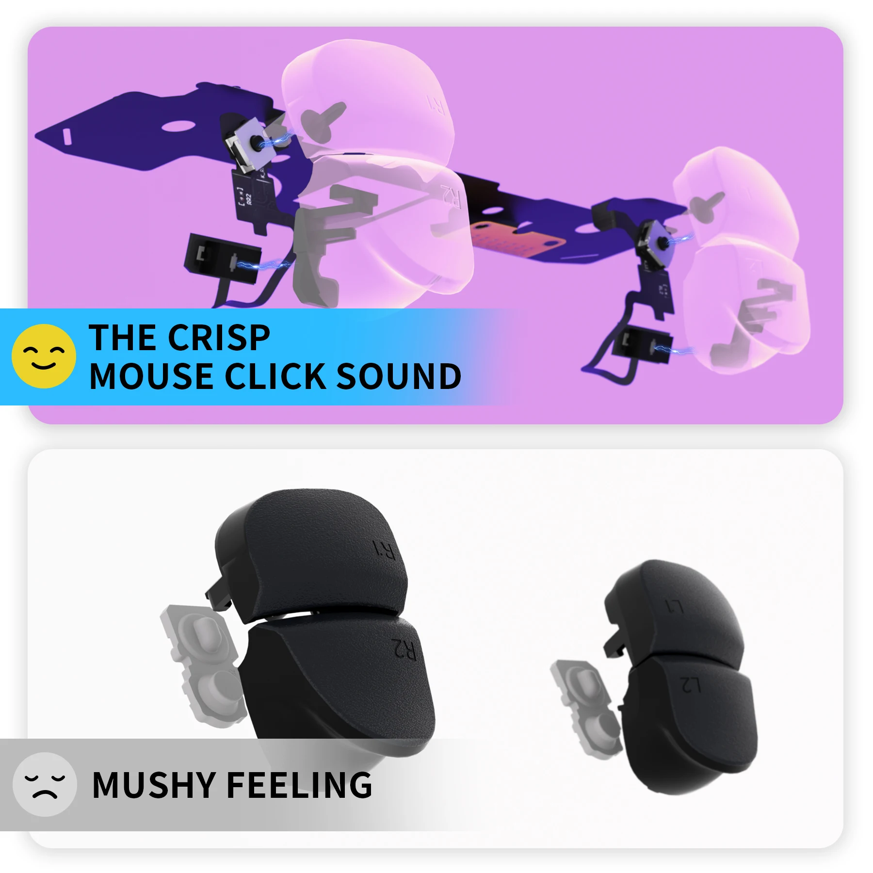 eXtremeRate Micro interruptor táctil Clicky Hair Trigger Kit V2 para controlador ps5 BDM-040/50/060, botón de hombro Click del ratón - imagen 4