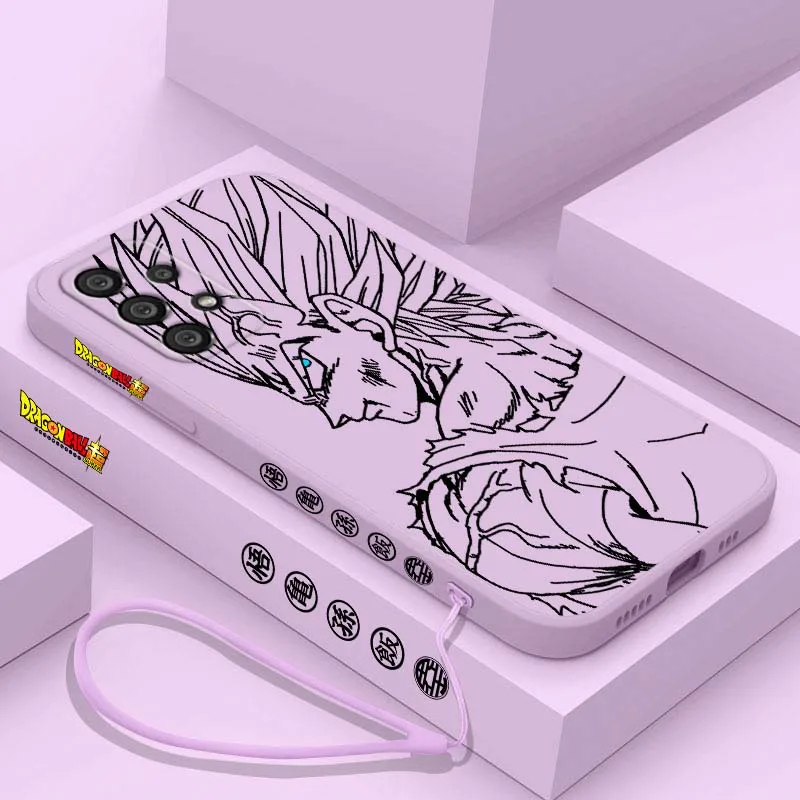 D-Dragon Ball Cool Vegeta Anime para Samsung Galaxy A71 A55 A54 A53 A51 A16 A15 A06 5G cubierta de la caja del teléfono de la cuerda izquierda líquida - imagen 5
