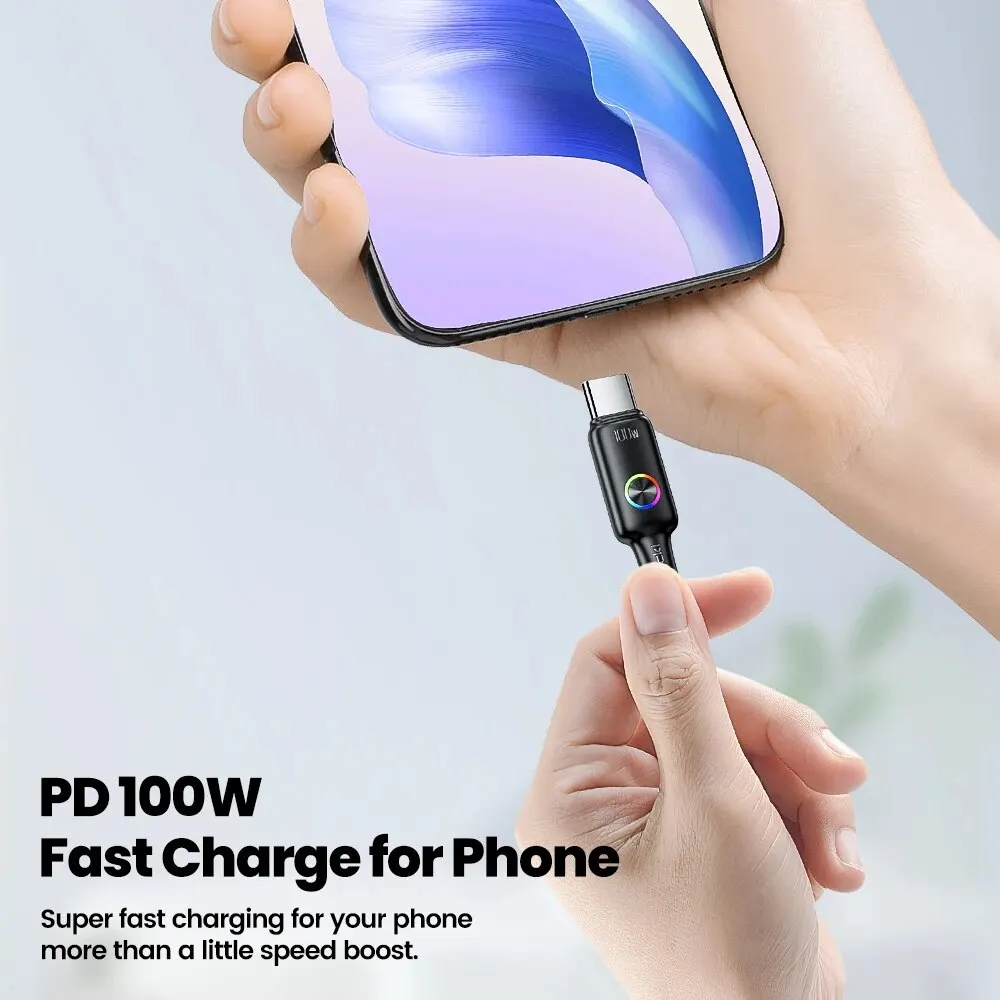 Toocki PD 100W tipo C a tipo C Cable 5A Cable de carga rápida LED Indiactor USB C a USB C Cable para Huawei Xiaomi Realme Samsung - imagen 5