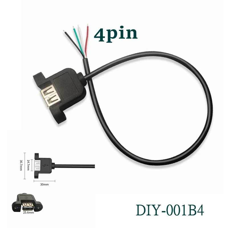 Cable de fuente de alimentación USB de 5V, 2 pines A hembra con orificios de Tornillo de montaje macho de 4 pines, cargador de Cable de carga, Conector de extensión DIY - imagen 2