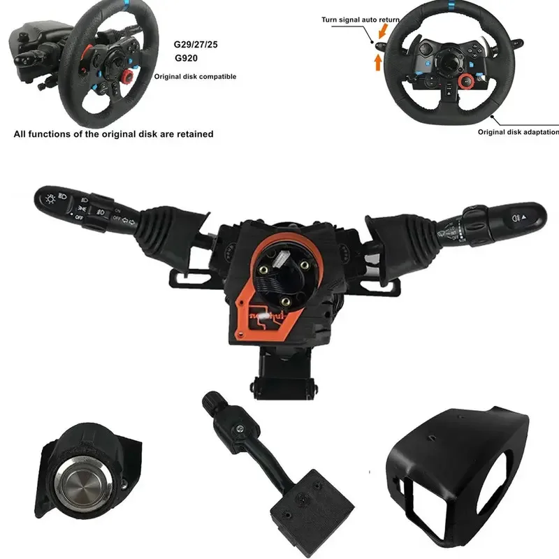Juegos de simulador de camiones euro/americanos, Kit de reequipamiento de limpiaparabrisas de señal de giro del volante para Logitech G29 G27 para T300 RS GT sin unidad - imagen 2