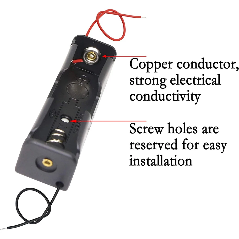 Soporte de caja de batería 18650 con paquete de cables, cajas de almacenamiento de batería DIY de 10/30 Uds., soporte de batería de 1 bahía 18650, 1 ranura 10 Uds - imagen 4