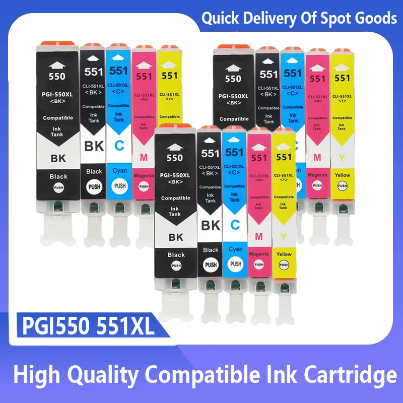 Cartucho de tinta Compatible con Canon PGI550 XL CLI 551 PGI 550, para Pixma iP7250 iX6850, MG5550, MG5650, MG6450, MG6650, MX725, MX925
