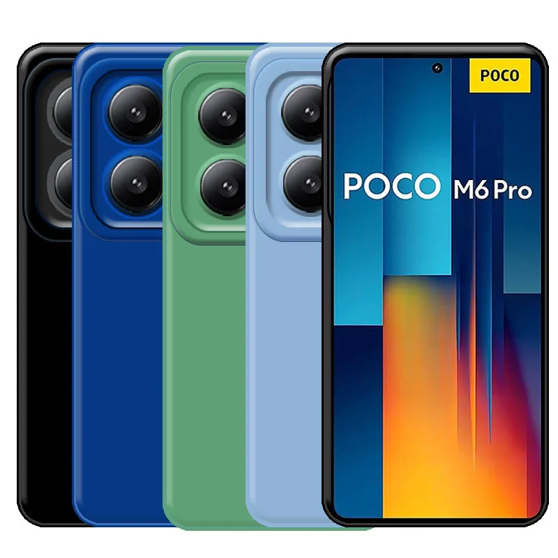 Funda protectora de silicona líquida para cámara de teléfono Xiaomi Pocco, Poxo, Poko, M6 Pro, 4G, a prueba de golpes, TPU, trasera suave, M6pro, 4G