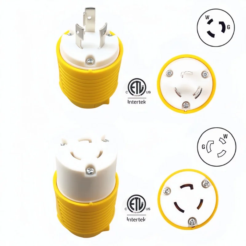 Juego de enchufes de repuesto elencados ETL, extremos de cable de extensión, bloqueo NEMA L5-20P 20A 125V, conector NEMA L5-20R, 1 Uds. - imagen 3