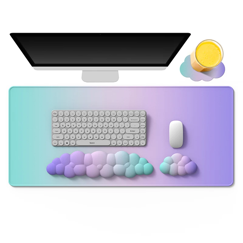 Reposamuñecas para teclado y ratón en la nube, ergonómico, para escribir en la oficina, protege la relajación, alfombrilla de ratón de espuma viscoelástica para ordenador de escritorio y oficina - imagen 4