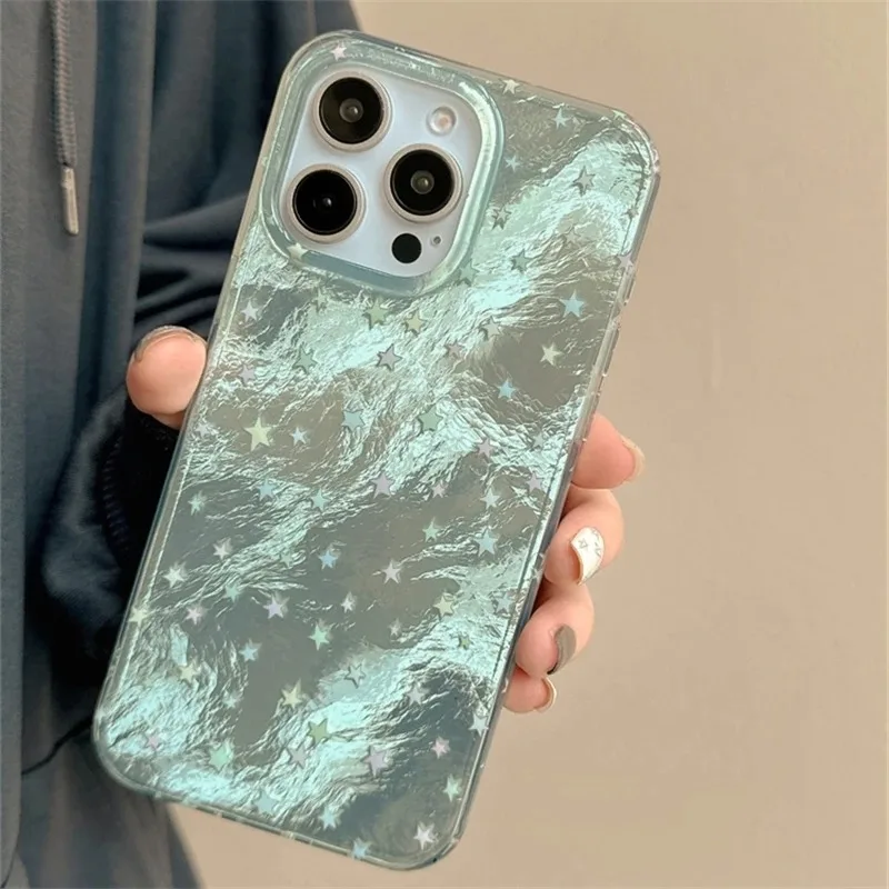 Funda de teléfono Aurora con estrellas degradadas para iPhone 16 15 14 13 12 11 Mini Pro Max X XR XSMax 7 8 Plus, funda suave con patrón de glaciar - imagen 4