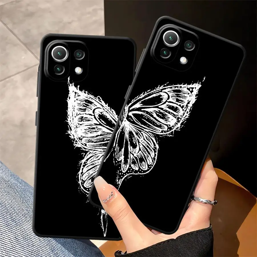 Funda de teléfono suave negra para Xiaomi Mi 11 12 13 Lite 10T 11T 12T Pro 12X 13 14 15 Pro hermosa mariposa