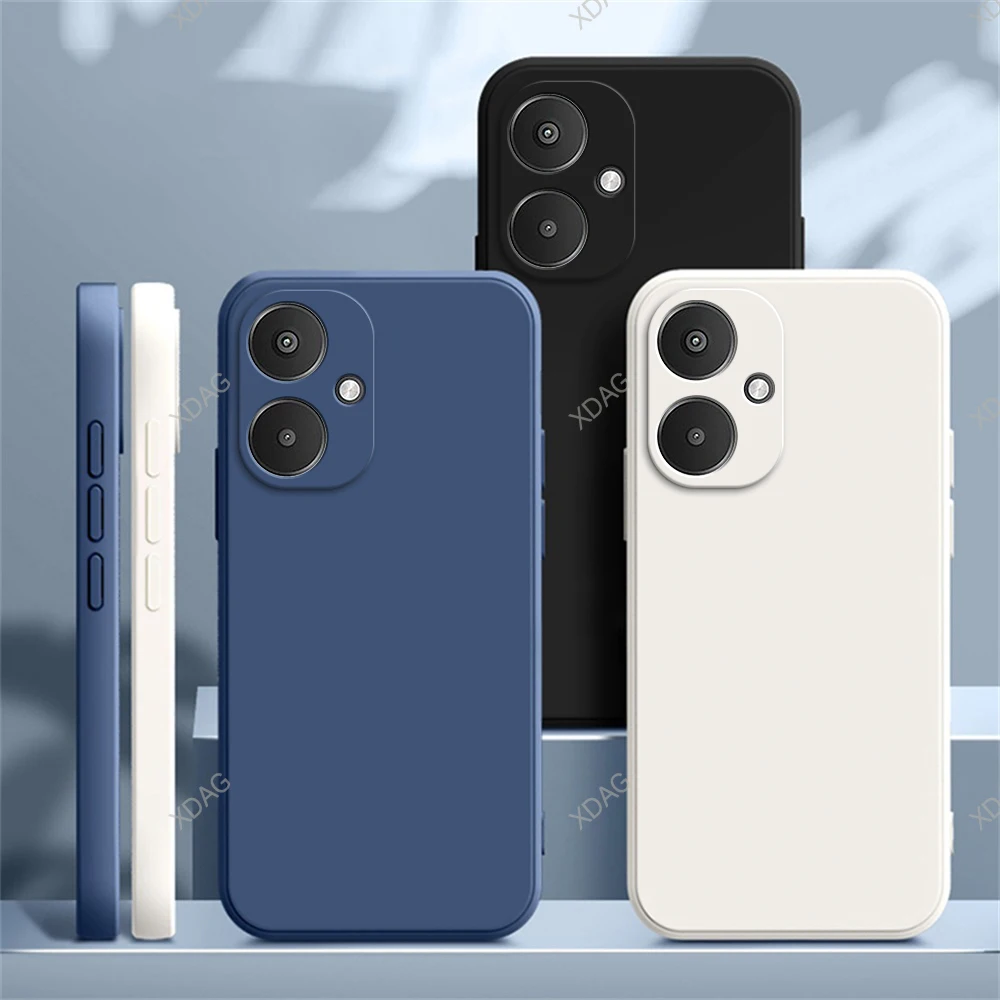 Funda de teléfono de silicona líquida Simple para Redmi 13C 13R Poco M6 5G 6,74 "protección de cámara suave Original de moda cubierta de parachoques clásica - imagen 2