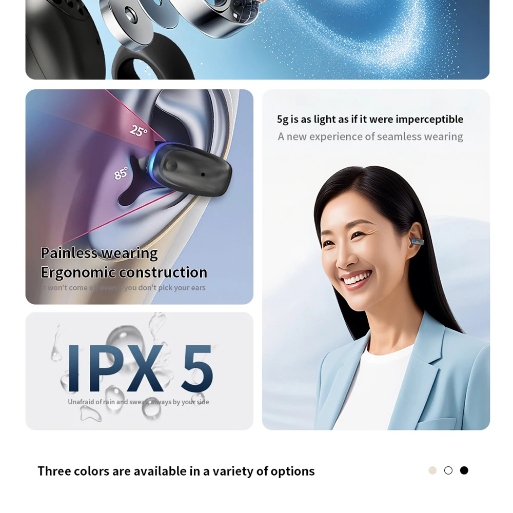 Nuevos auriculares Bluetooth con Clip estéreo de conducción ósea, auriculares inalámbricos, Mini auriculares TWS, auriculares deportivos impermeables para llamadas HD - imagen 3