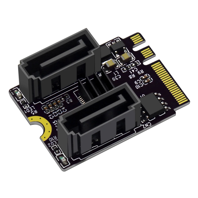 Adaptador WiFi M.2 A SATA, Llave A + E A 2 puertos, tarjeta de expansión SATA3.0, elevador SATA3, 6Gb, M2, 2230, ancho de banda PCIE3.0 para SATA SSD HDD - imagen 2