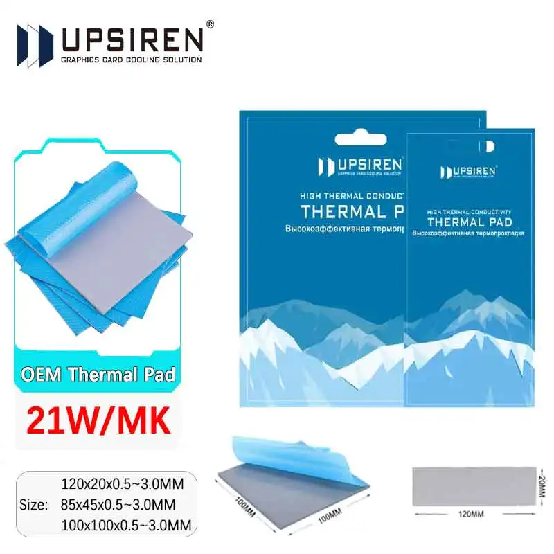 Upsiren 21W/mk 0,75/1,25/1,75mm GPU CPU disipador de calor almohadilla de silicona conductora de refrigeración almohadilla térmica auténtica Original de alta calidad