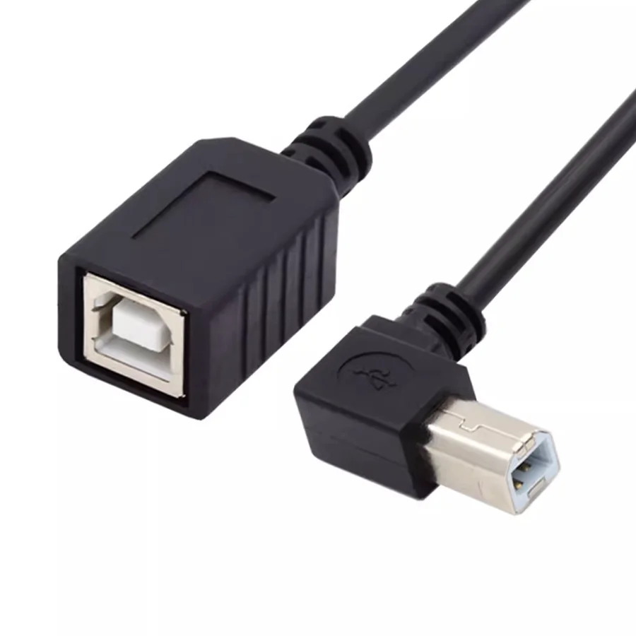 Cable USB Macho a Hembra Tipo B 90° Extensión Impresora Escáner 25 cm