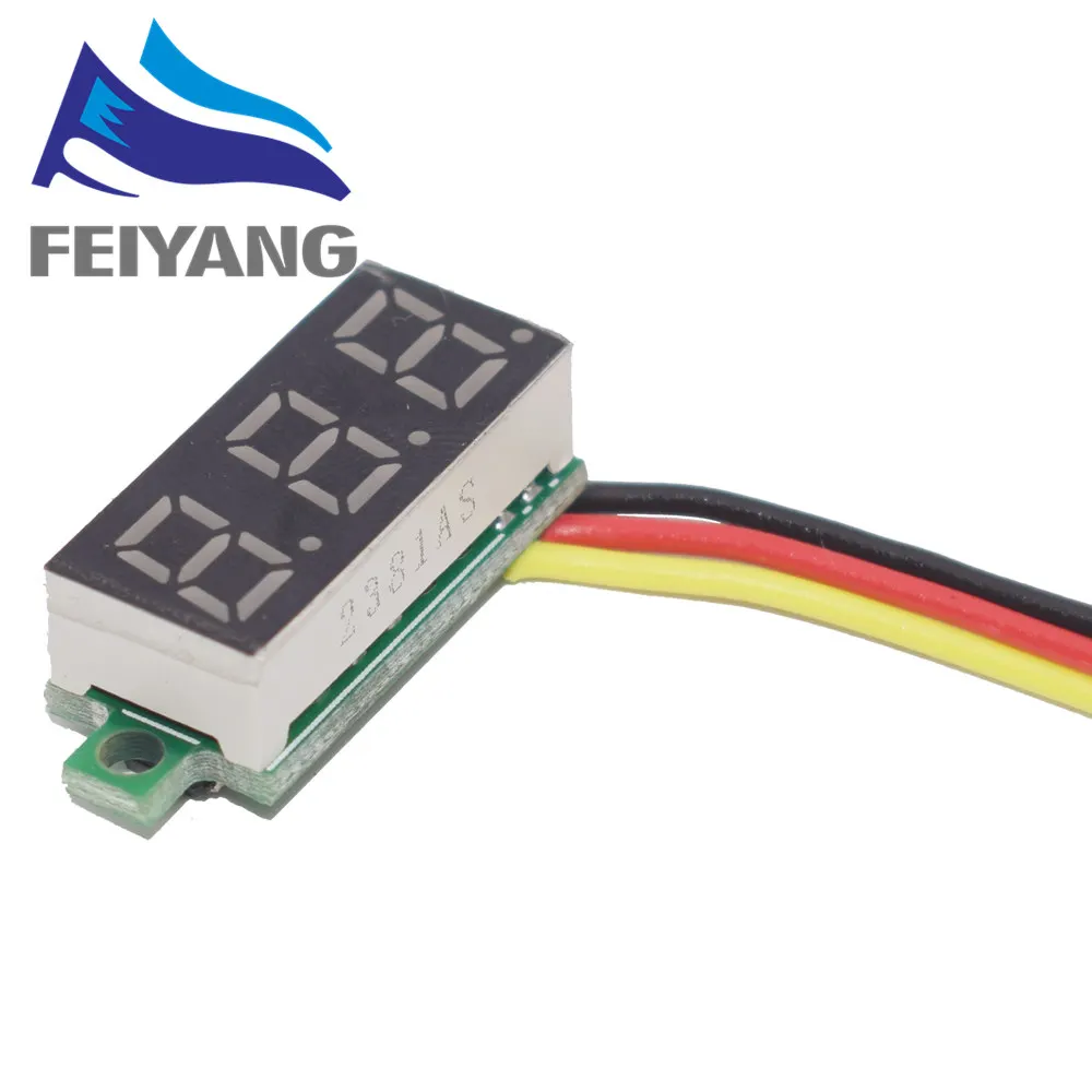 Mini voltímetro Digital de 0,28 pulgadas, 2,5 V-40V, medidor de voltaje, pantalla LED roja/azul/amarilla/verde, 30x10x8mm
