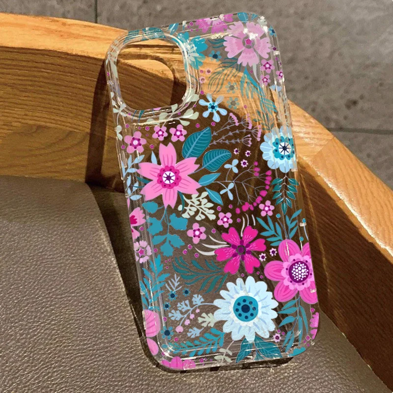 Para Samsung S25 Ultra cinco colorido Floral transparente funda de teléfono para Galaxy S24 S23 S22 Plus FE A15 A35 A55 A52 A54 A53 cubierta - imagen 2