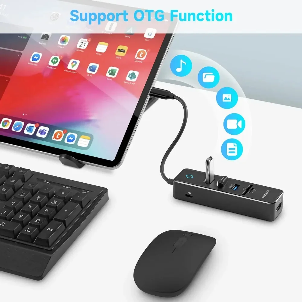 Adaptador Dongle Hub USB C RSHTECH con 4K HDMI 3 puerto de datos USB 3,0 100W PD SD/TF lector de tarjetas base de concentrador de aluminio para PC portátil - imagen 5