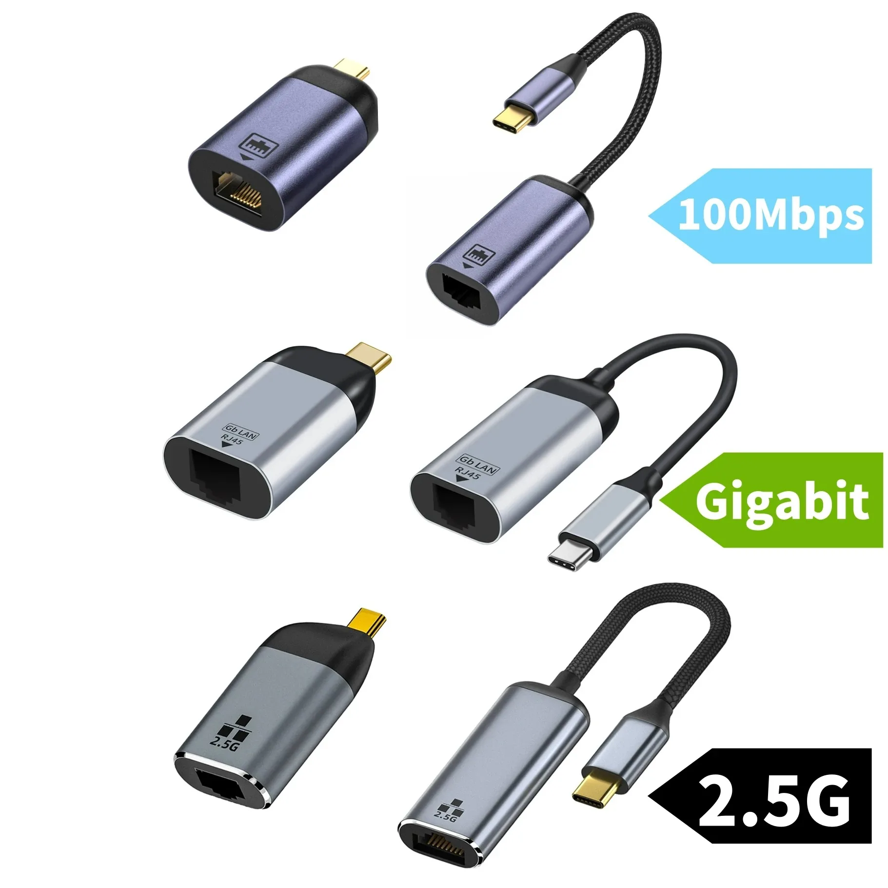 Adaptador USB C Thunderbolt a Ethernet 100/1000/2500Mbps tipo C a RJ45 LAN tarjeta de red rápida para Windows8/10/11 MaOS10 portátil NAS - imagen 3