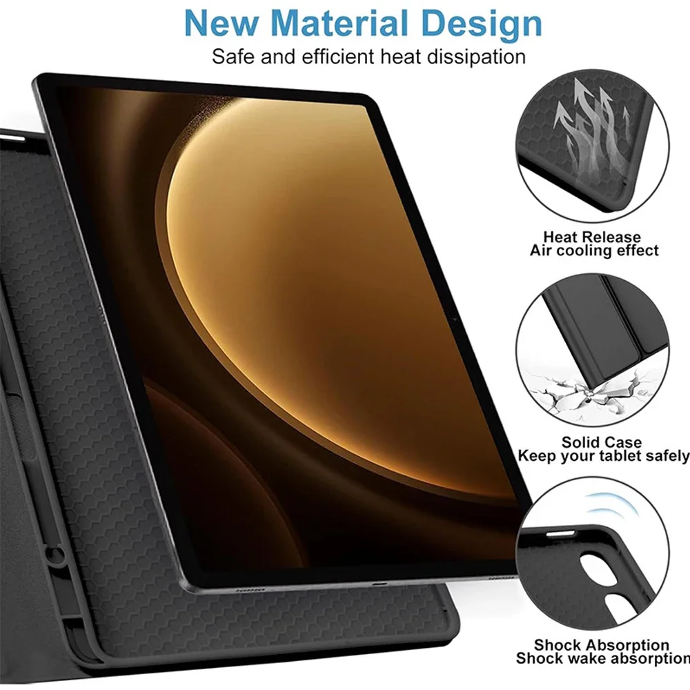 Funda para Samsung Galaxy Tab S7 S8 S9 de 11 pulgadas, funda para teclado para Samsung Galaxy Tab S9FE S10 FE de 10,9 pulgadas con estuche y portalápices - imagen 3
