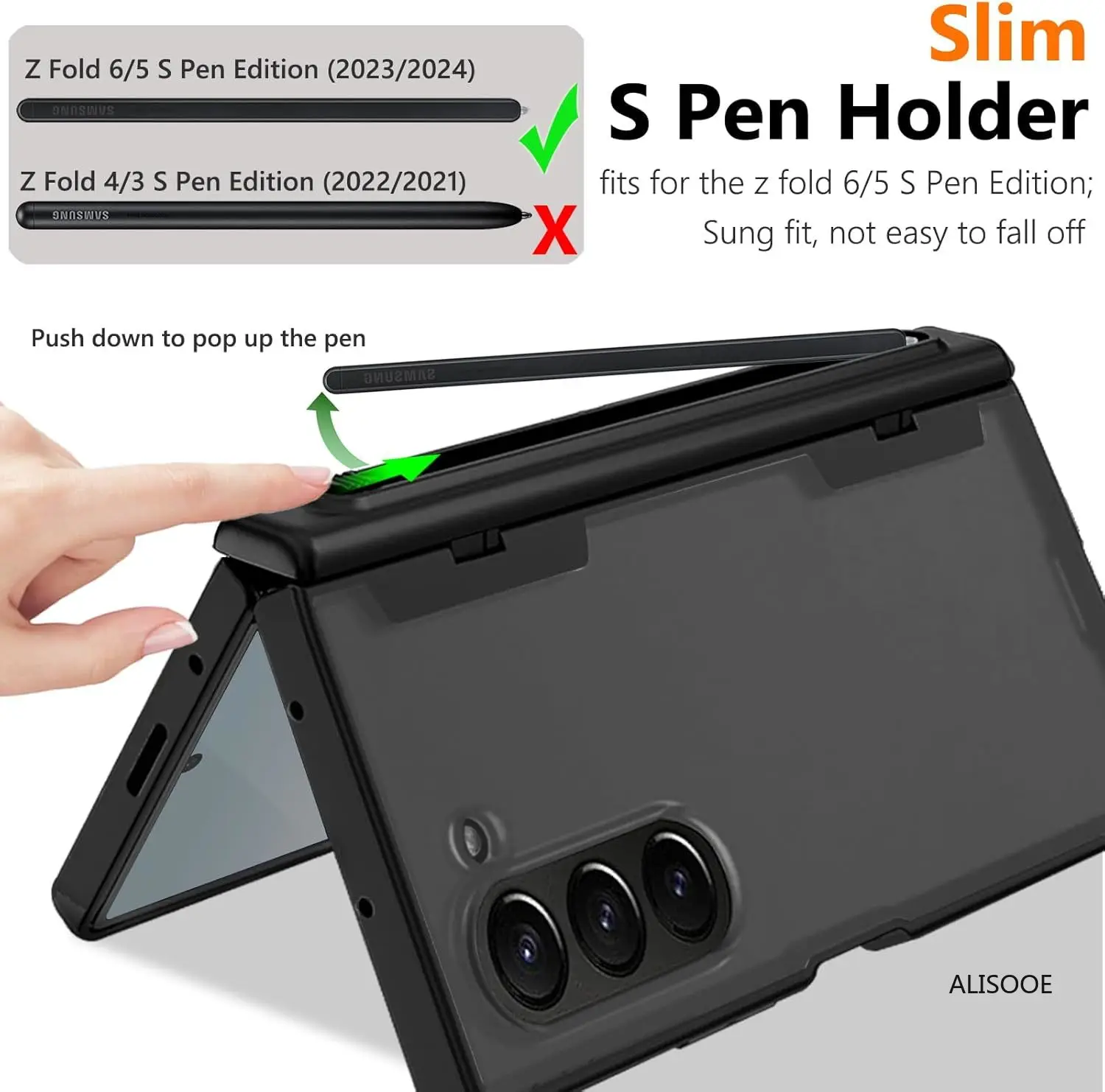 Z Fold 7 Funda con soporte para ranura para bolígrafo con bisagra para Samsung Galaxy Z Fold 7, Funda a prueba de golpes, Protector de pantalla de cristal frontal, Funda (sin bolígrafo) - imagen 3